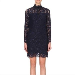 SANDRO lina navy lace ribbon mini dress small 4